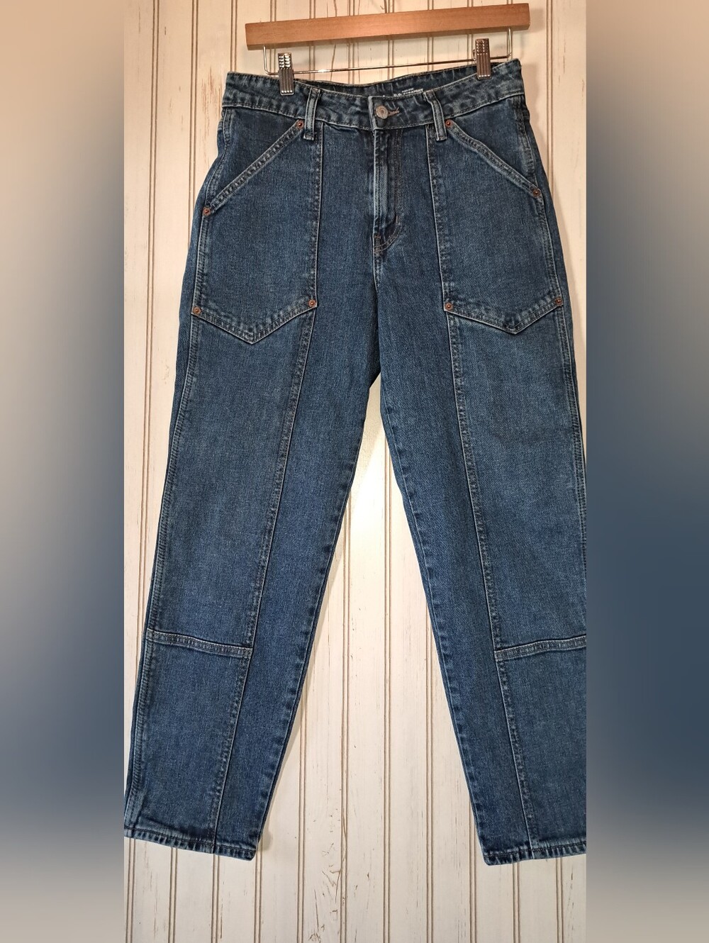 Old Navy Jeans High Rise OG Straight  Denim Smooth Lrg Pockets Utility Sz 8